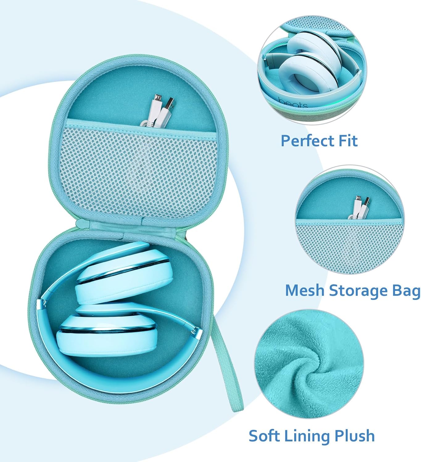 Headphone Headset Case for Beats/JBL/JLab/TOZO/BERIBES/Picun/KVIDIO Noise Cancelling Over-Ear Foldable Headphones(Mint Green) - Image 2