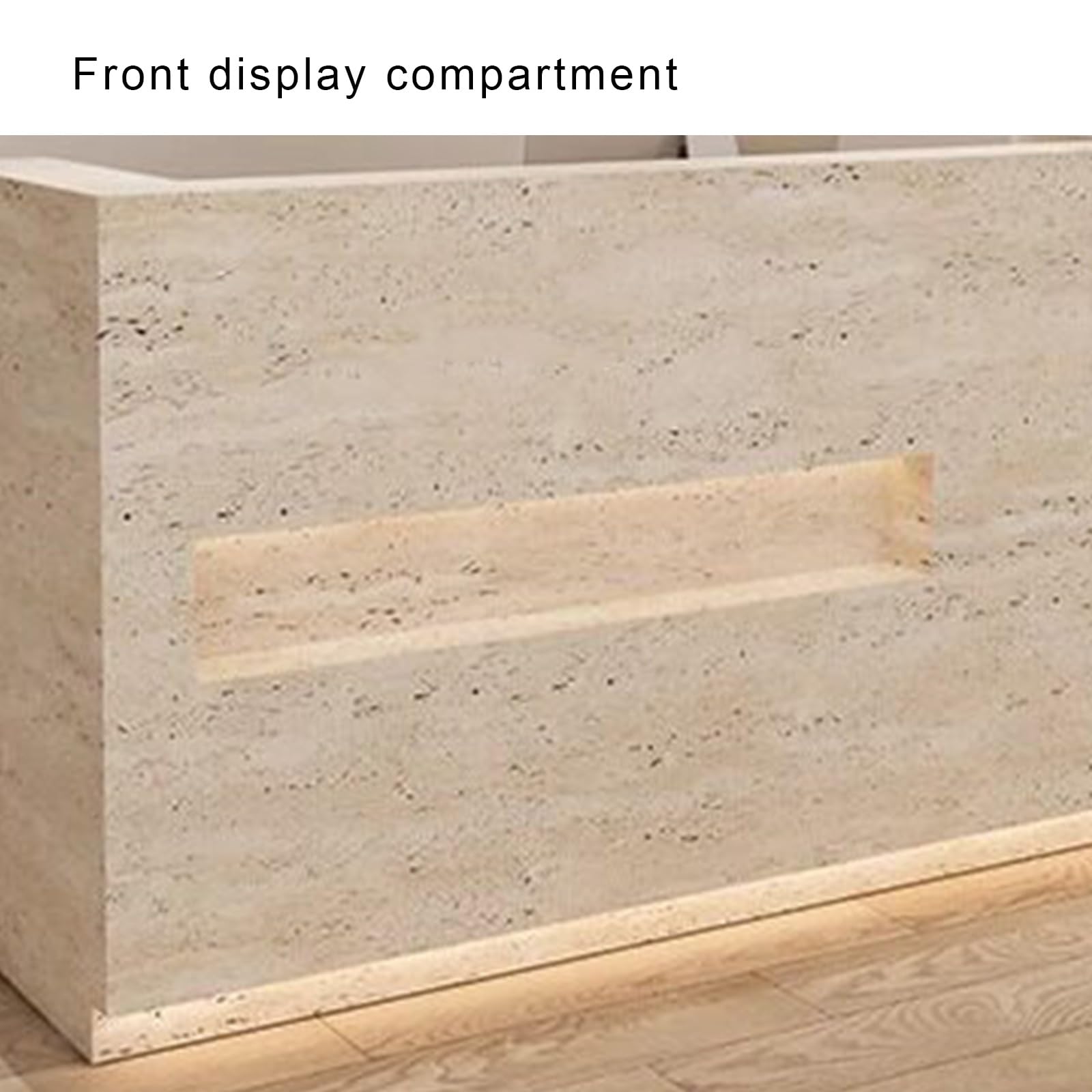 Banco Reception per Ufficio, Salone e Negozio | Pronto all'uso con piano rialzato, cassetto con serratura, ripiano tastiera e vano espositivo(Beige,150cm)