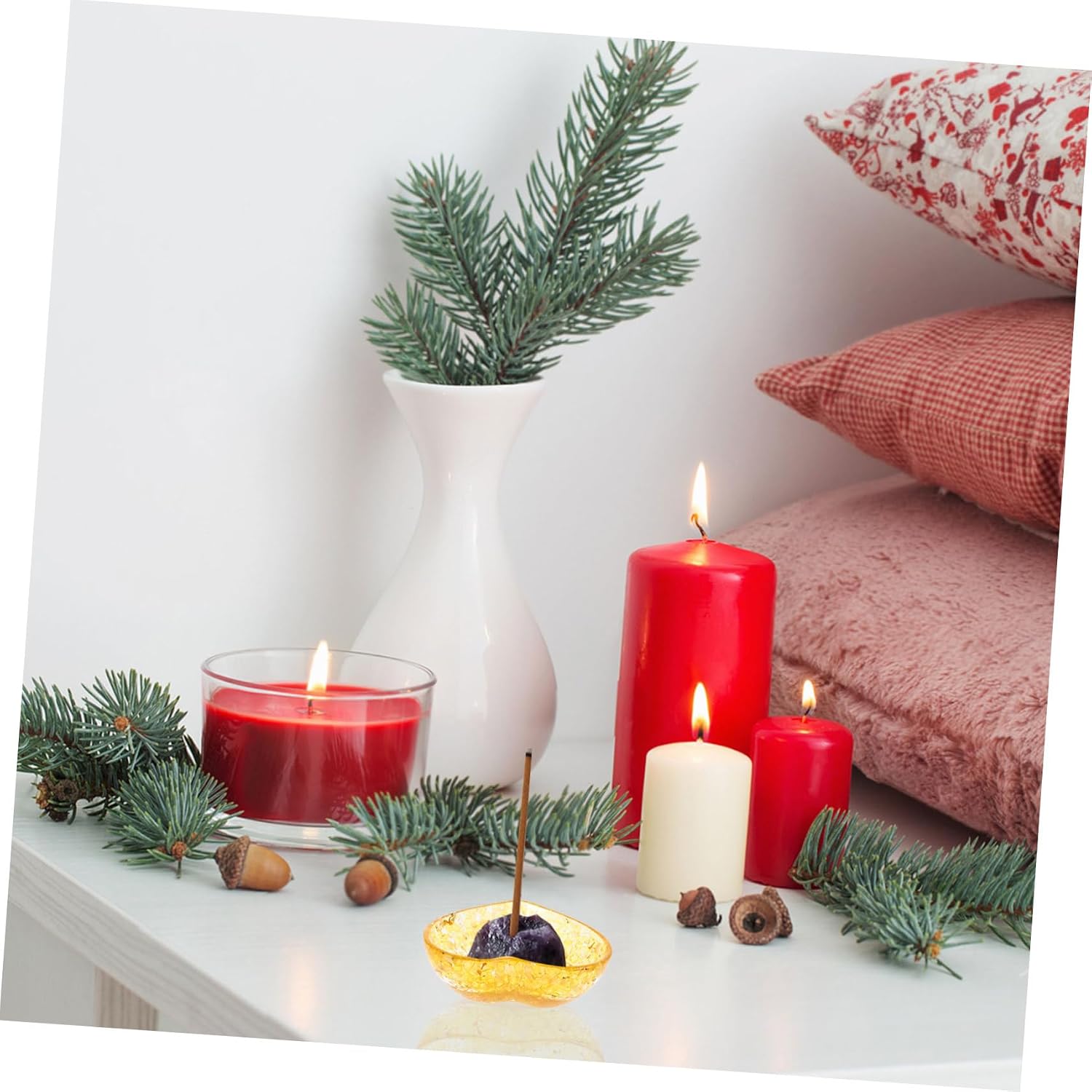 iplusmile Natural Crystal Heart Shaped Candle Holder Unique Resin Craft Bowl for Home Decor Living Room Bedroom Office Build Romantic Touch Hand Polished Design