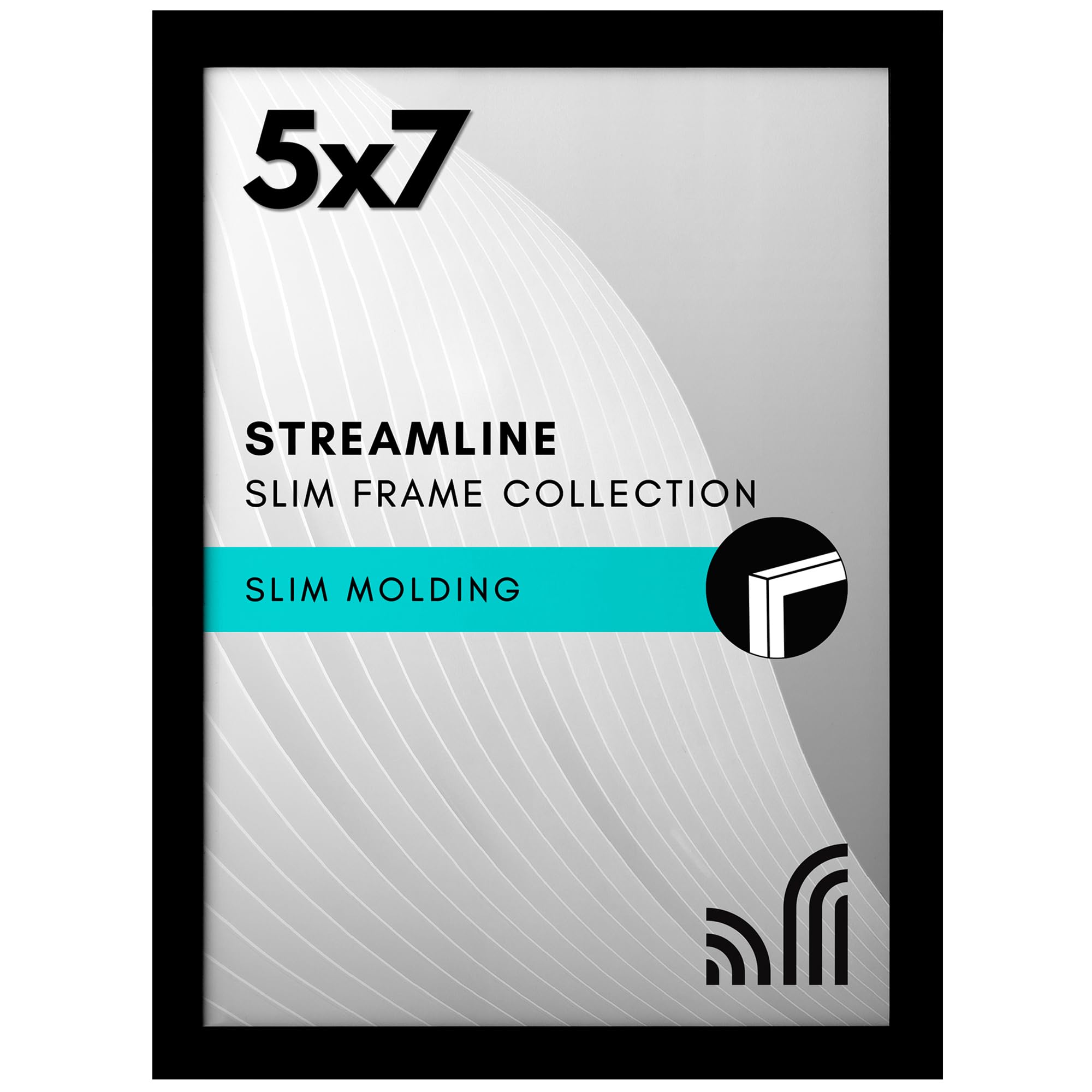 Americanflat 5x7 Picture Frame with Shatter-Resistant Glass - Streamline Collection - Thin Border Photo Frame for Wall and Tabletop Display - Hanging Hardware and Easel Back Included - Black