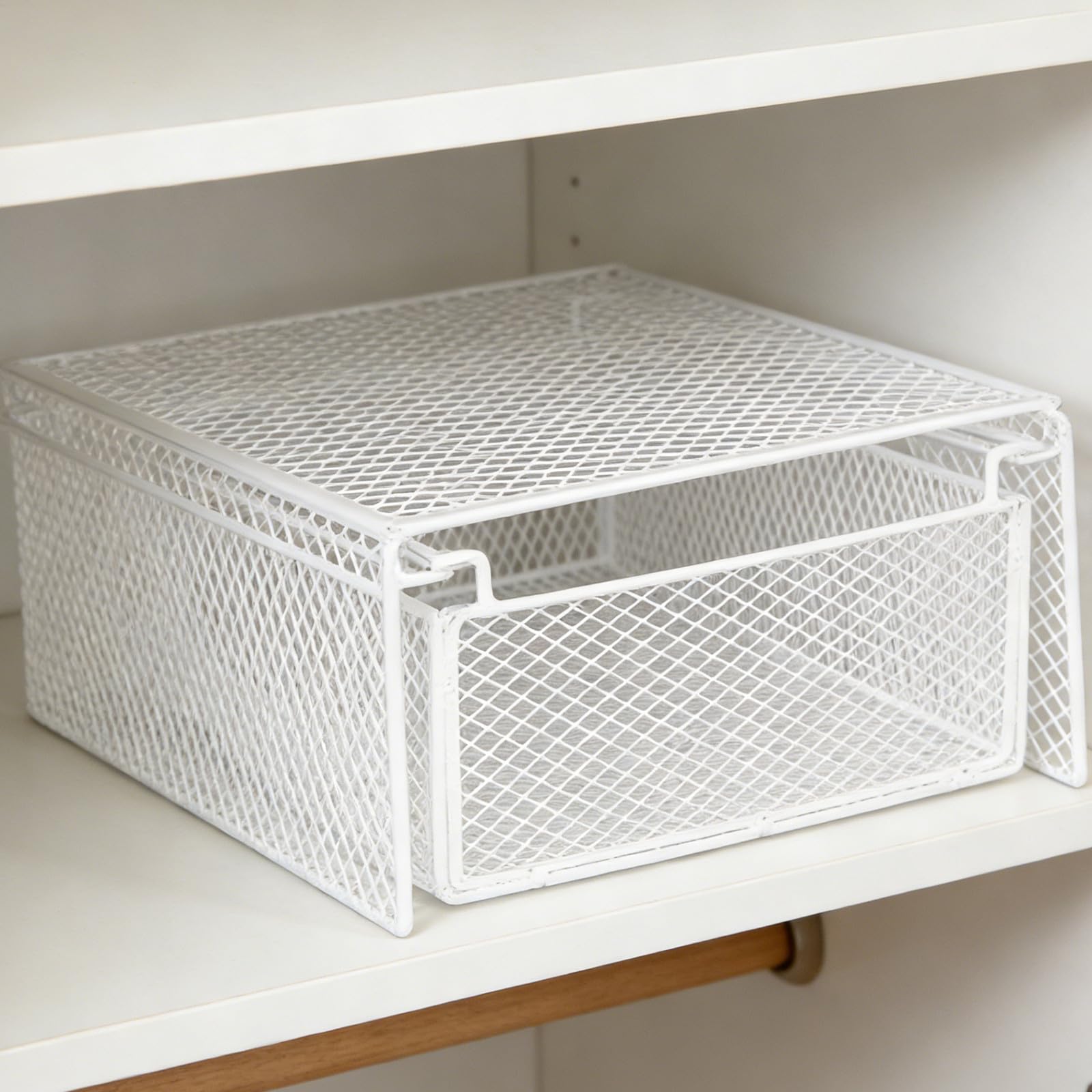 NUOBESTY Organizador para Almacenamiento Armario para Estantes Blanco de Hierro de Diseño Apilable Cajones y Baño y Closet