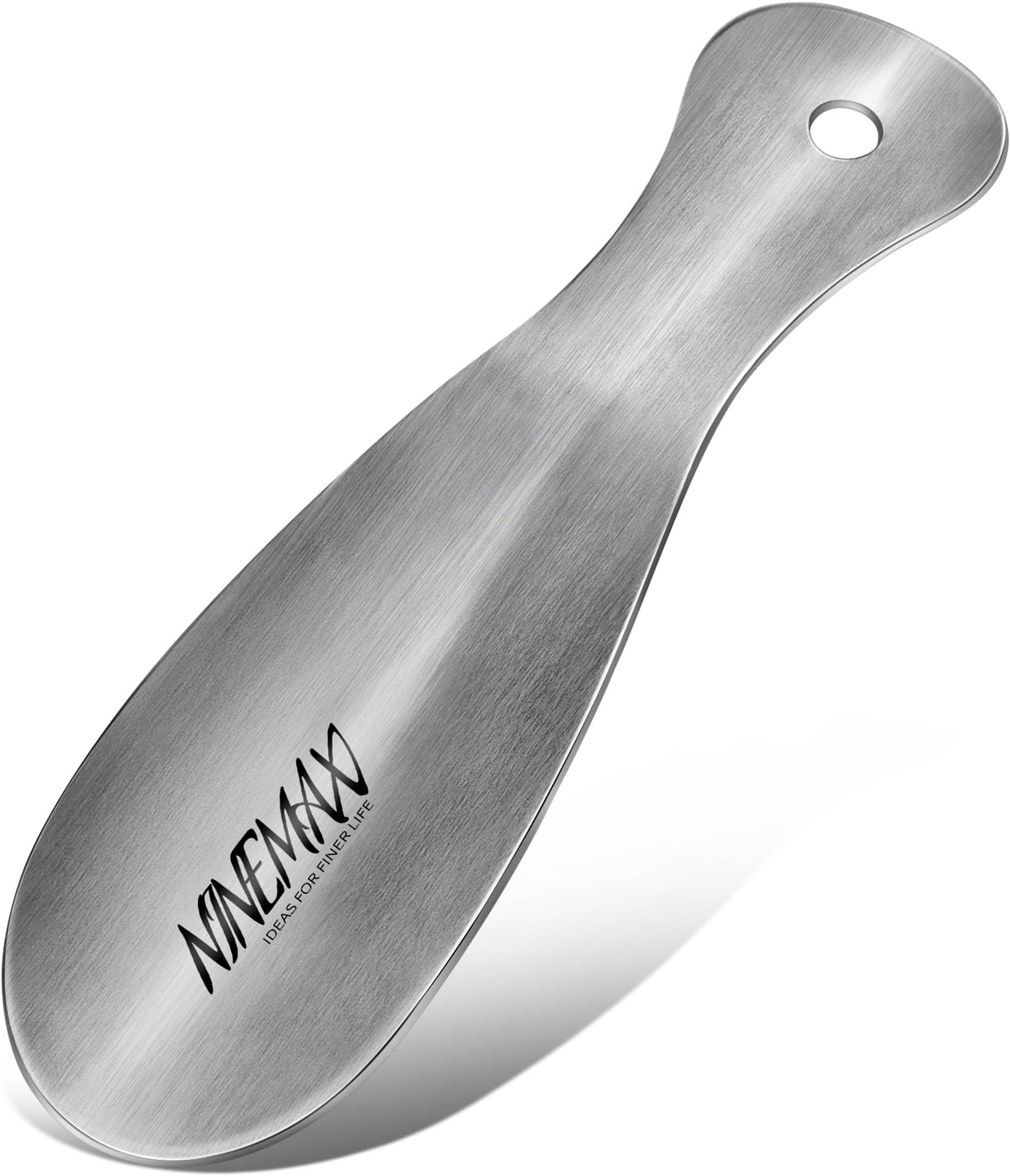 NINEMAX Metal Shoe Horn, Short Stainless Steel 19 CM Shoes Helper, Shoe Wearing Tool, Shoe Spoon for Men Women Kids Seniors Pack of 1
