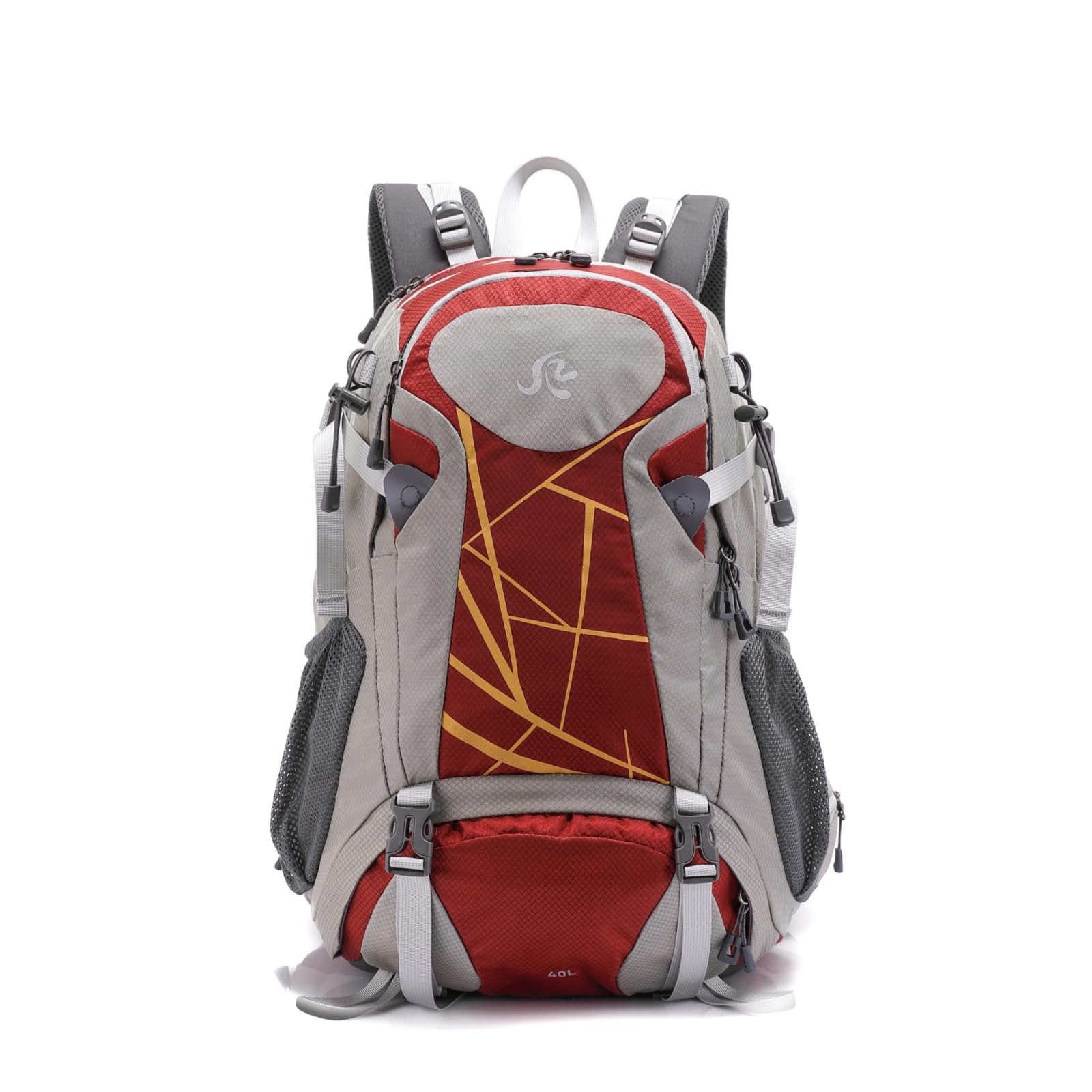 bnf® Padded Shoulder Straps 40L Hiking Backpack Mesh Side Pockets Multi-Panel Backpack Chest Strap Daypack Front Zip Pocket for Day Trips, Red 2308-image-13