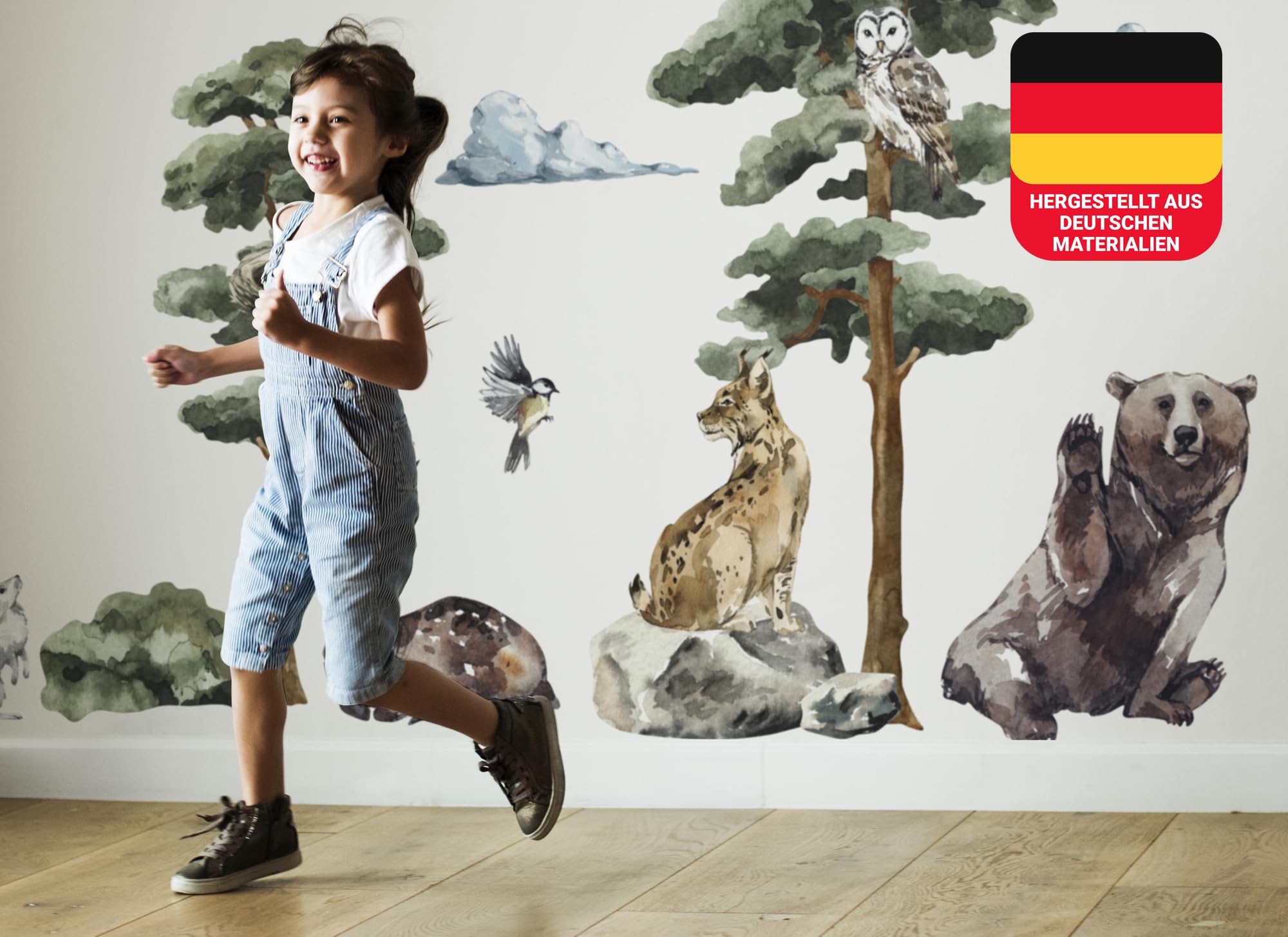 Pegatinas Pared Decorativas - Vinilo Pared Infantil Animales [240x190cm] árboles + oso | Decoracion Habitacion Bebe, Pegatinas Infantiles Pared, Pegatina Pared | ms3634