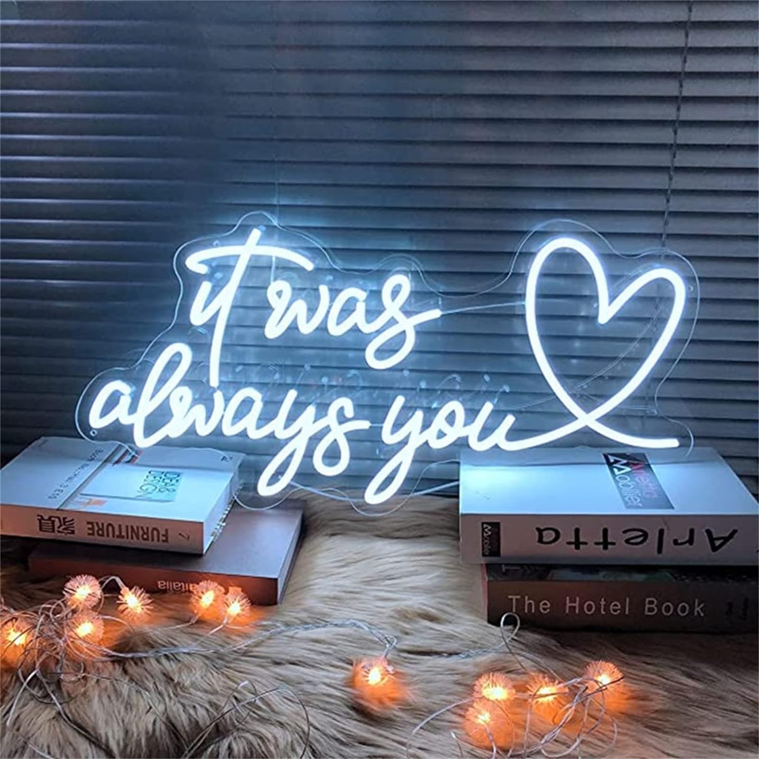 KIJyfgTR LED Neon Light Sign It was Always You Neon Signs, Wedding Party Decor USB Custom LED Neon Lights, Wall Hanging Night Lamps Luminous Signboard, 58X27cm