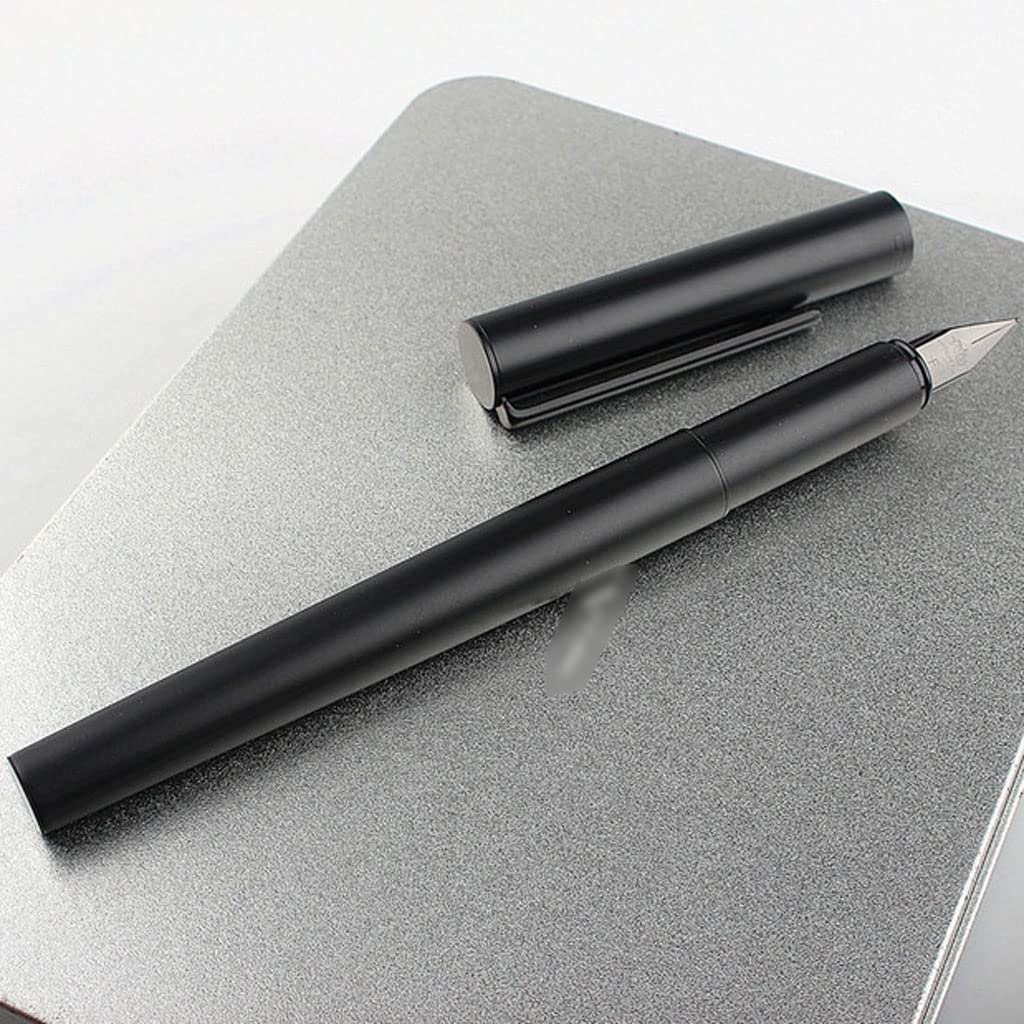 Pluma estilográfica Elegante pluma estilográfica Pluma estilográfica Acero inoxidable 0.38mm Nib Pluma Plumas de tinta Papelería Oficina Material escolar (Color : Black F)
