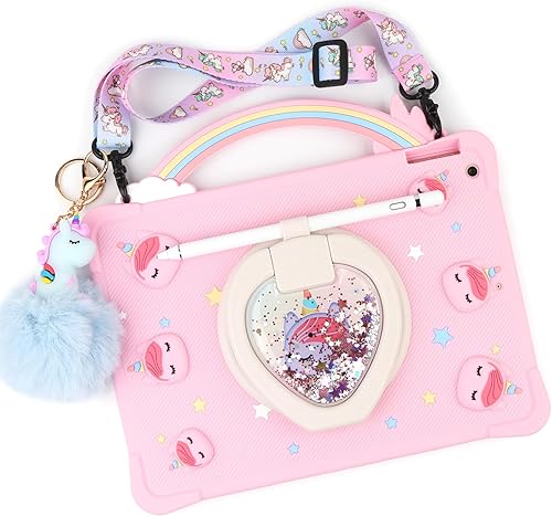 Funda de unicornio con mango de arcoíris súper linda: compatible con Samsung Galaxy Tab A7 Lite de 8.7 pulgadas, funda protectora para Galaxy Tab A7