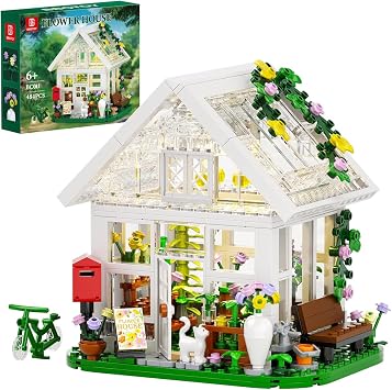 Girls Flower House Building Sets Compatible with Lego Friends Sets for Girls 8-12, Greenhouse Building Toys with LED Lights, Garden House Model, Christmas Holiday for Friends Kids Adults 484pcs