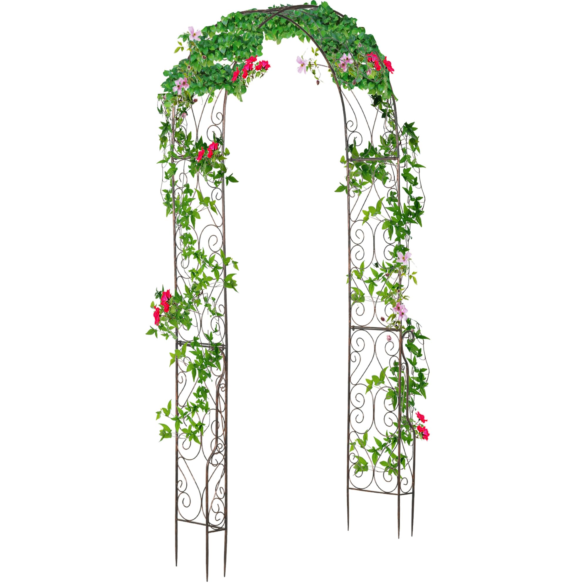 Outsunny Metal Garden Arch Trellis, Decorative Arbour Archway for Walkway Path Ceremony Wedding Party, 120 x 30 x 226cm