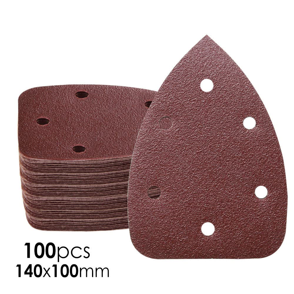 100pcs 140x100mm Detalle Lijadora Papel de lija 6 Agujero Gancho & Detalle de bucle Disco de lijado Herramientas abrasivas Grano 60/80/120/180/240, Grano 120