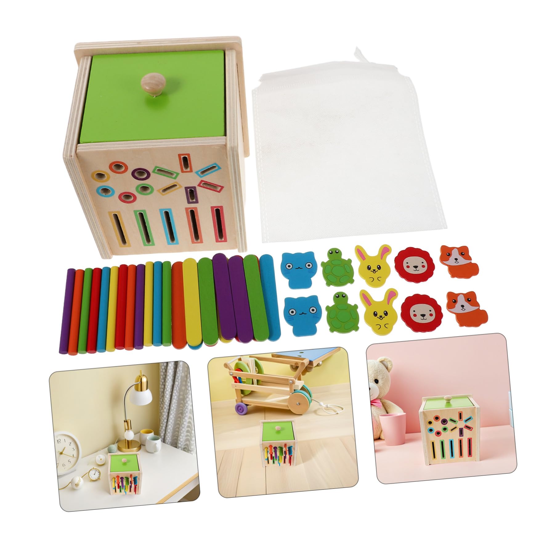 Beaupretty Juguetes Montessori de Madera para Años Educativo de Clasificación de Colores y Bloques Geométricos para Reconocimiento Visual y Desarrollo Cognitivo