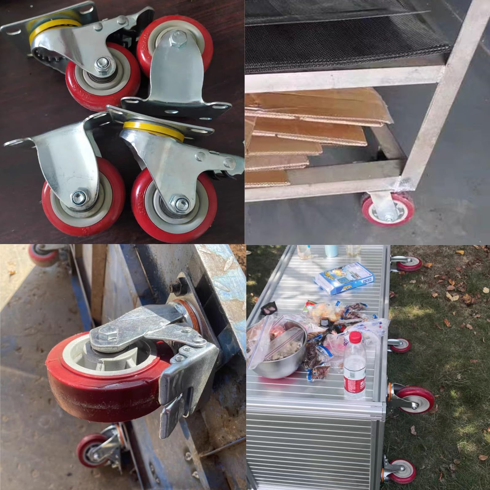 Pivottanti per Mobili In Gomma Piccola, Ruote Girevoli Pesanti, Pivottanti per Mobili In Gomma Piccola, 4 Pezzi Ruote per Mobili, per Carrelli, Cassette Portautensili Mobili (Color : 4 caster (with b