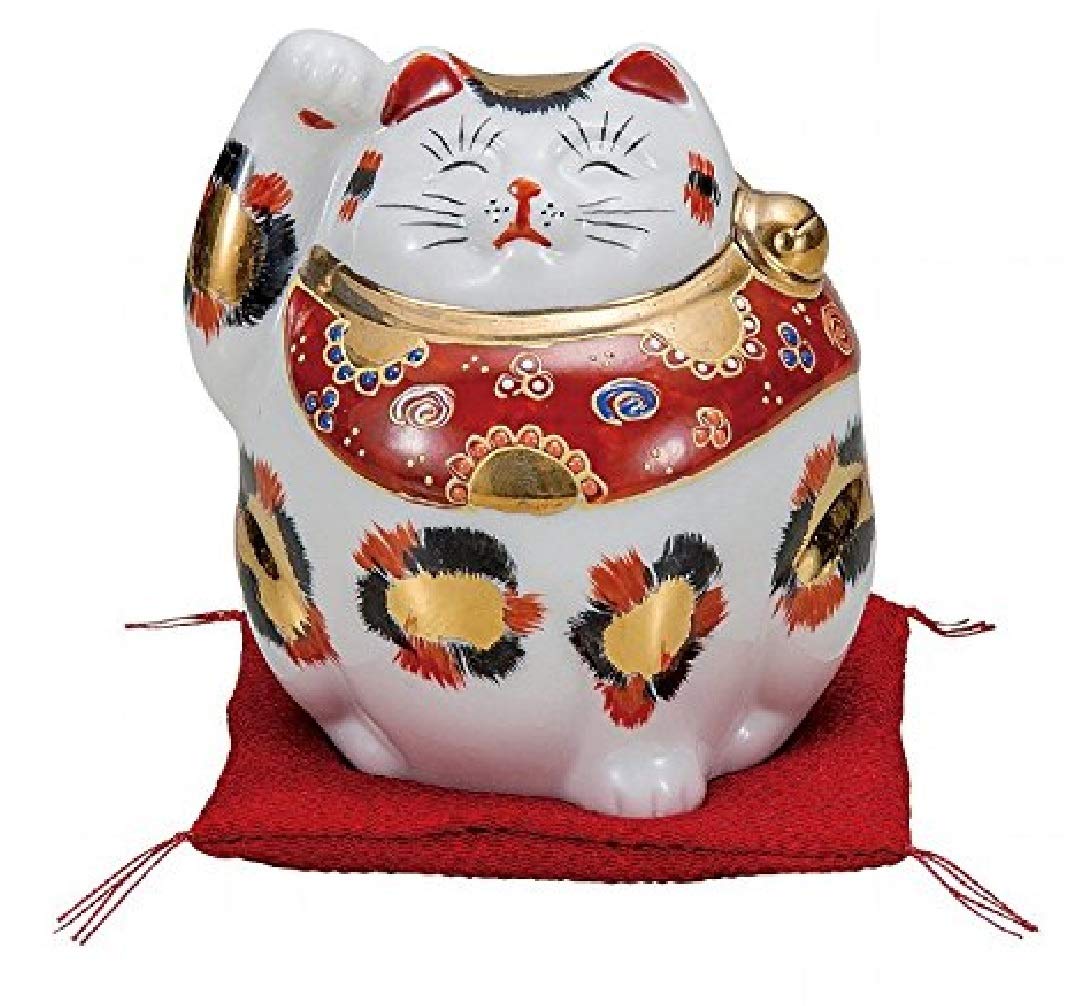 【激安】九谷焼 招き猫 置物 陶器製 インテリア 猫人形 縁起物 ゴールド 4号 Amazon.co.jp: 九谷焼 4号招き猫（右手金運招き猫）金三毛（布団付）K5