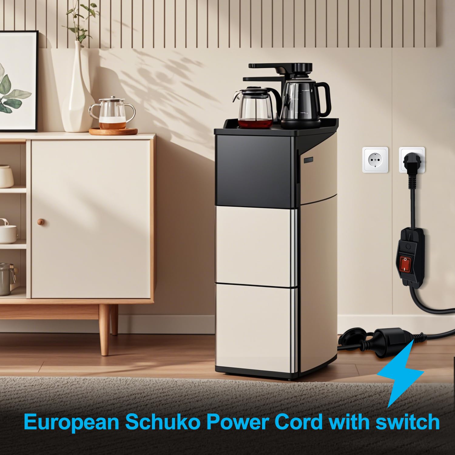Przedłużacz z wtyczką Schuko i wyłącznikiem 16 A 250 V 90 stopni Kabel Schuko z wyłącznikiem 2 AC do gniazdka IP44 do użytku na zewnątrz lub wewnątrz, w domu, biurze (Czarny, 1 m)