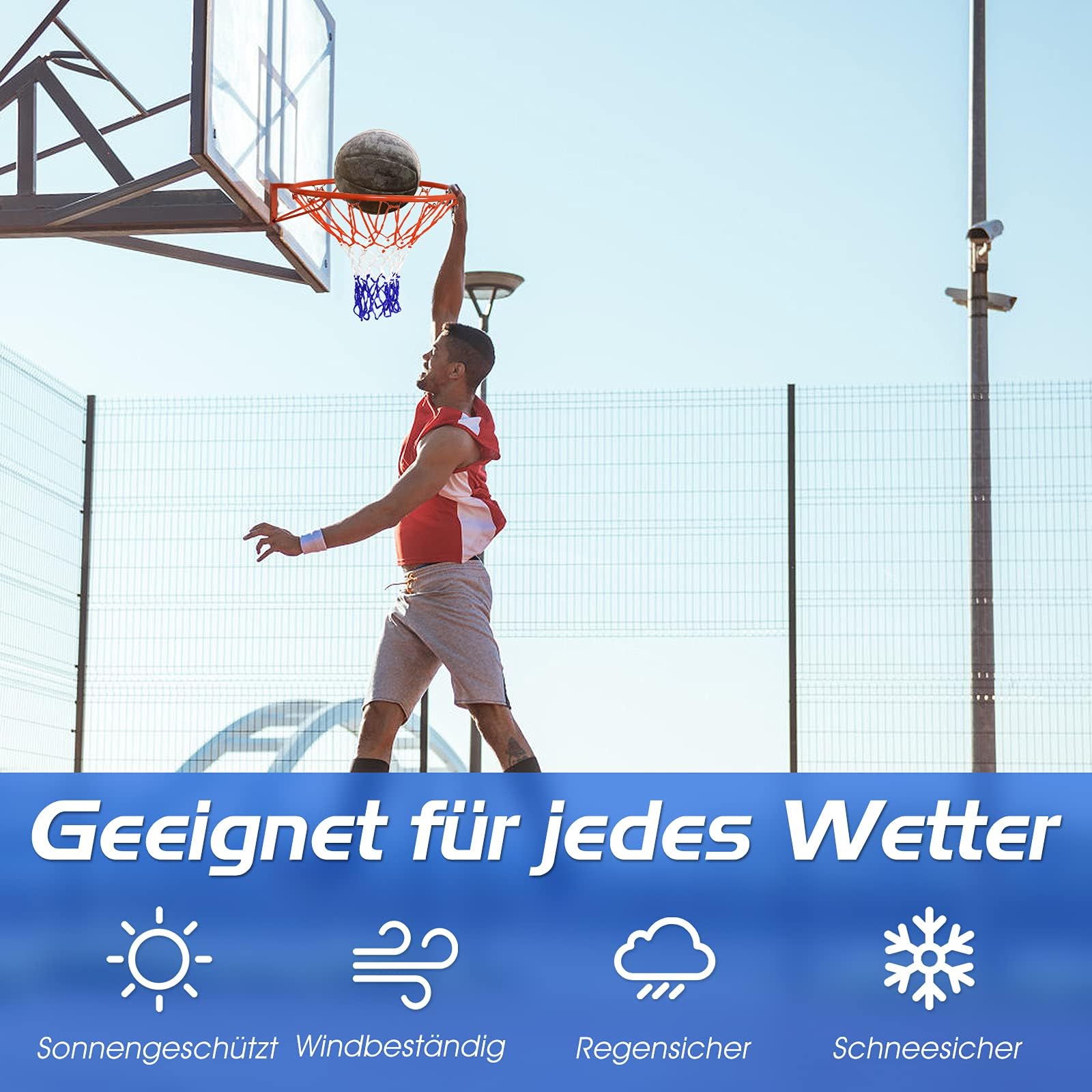COSTWAY Ø 45 cm Basketballring mit Netz, Basketball Korb aus Stahlrahmen und wetterfestes Nylonnetz, Basketballkorb für In- und Outdoor