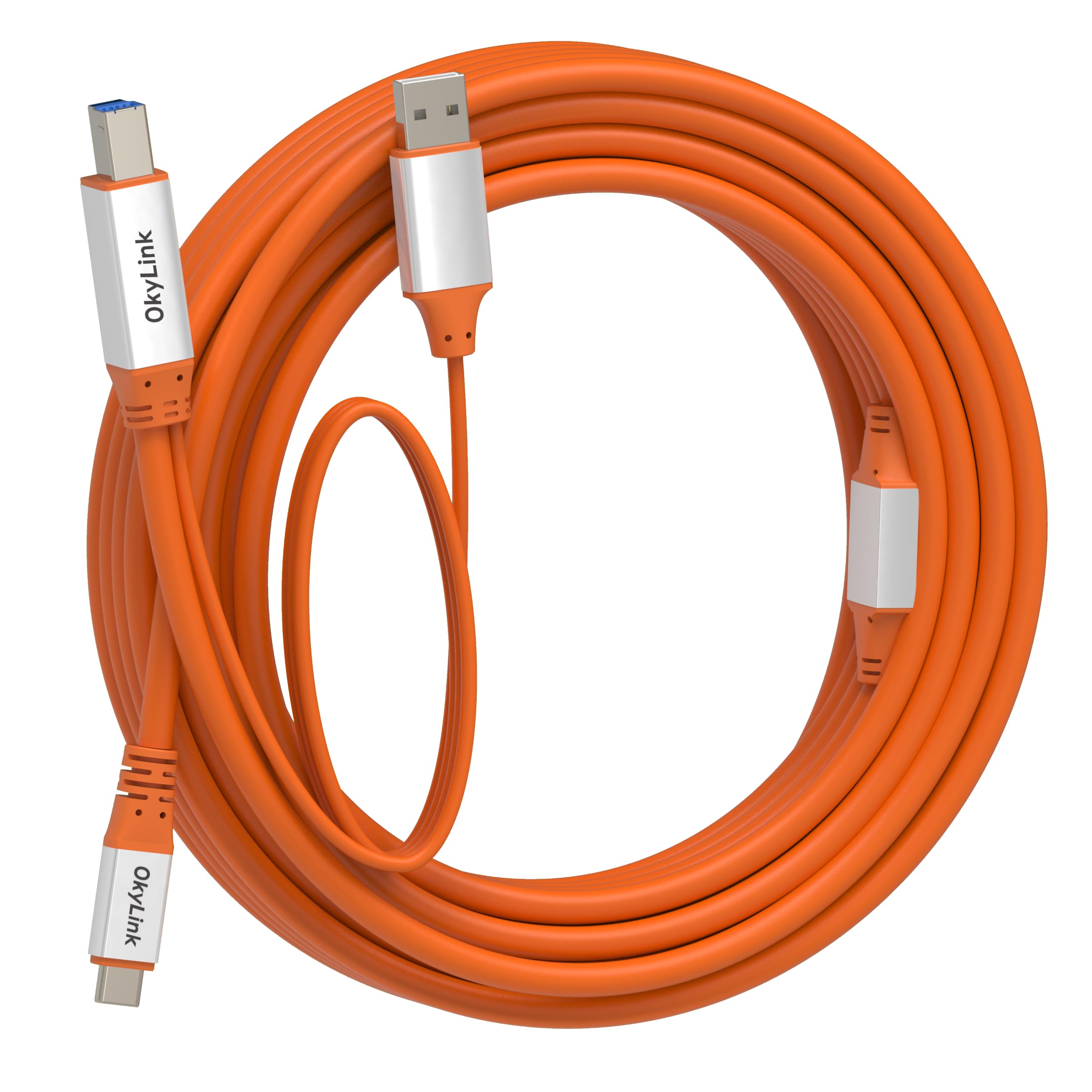 OkyLink Aktives USB 3.2 Gen 2 C-auf-B-Kabel, 10 Gbps Verstärkungskabel mit Signalverstärker und Aluminiumgehäuse, 10 m (32 ft), geeignet für MIDI-Keyboards und Drucker
