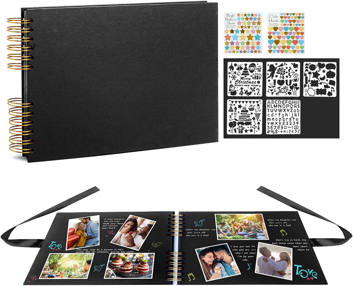 Album photo scrapbooking 80 pages pages noires pour anniversaire