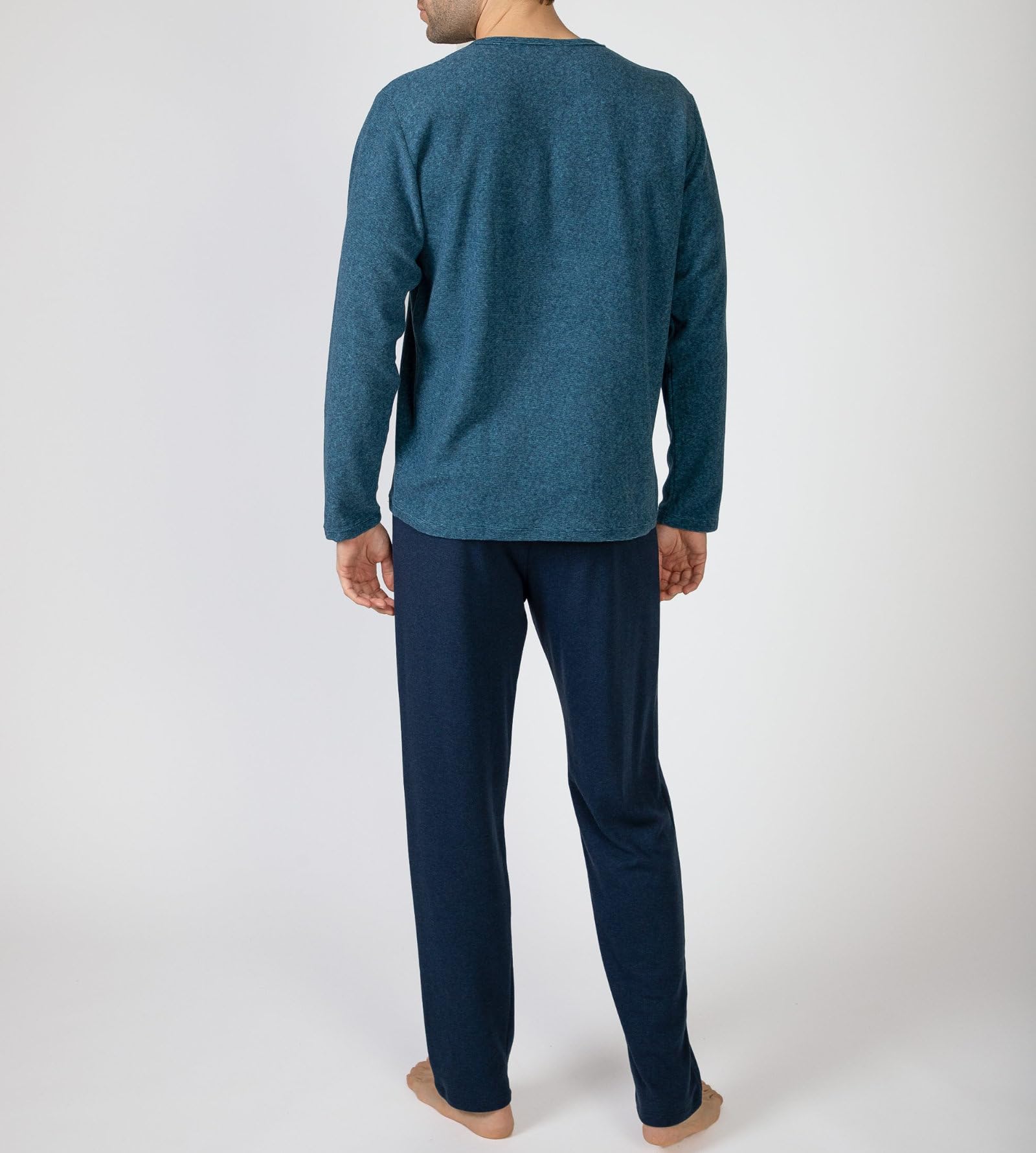 MASSANA Pijama de Invierno para Hombre P751324, Manga Larga, Conjunto de 2 Piezas, Algodón y Poliéster, Azul