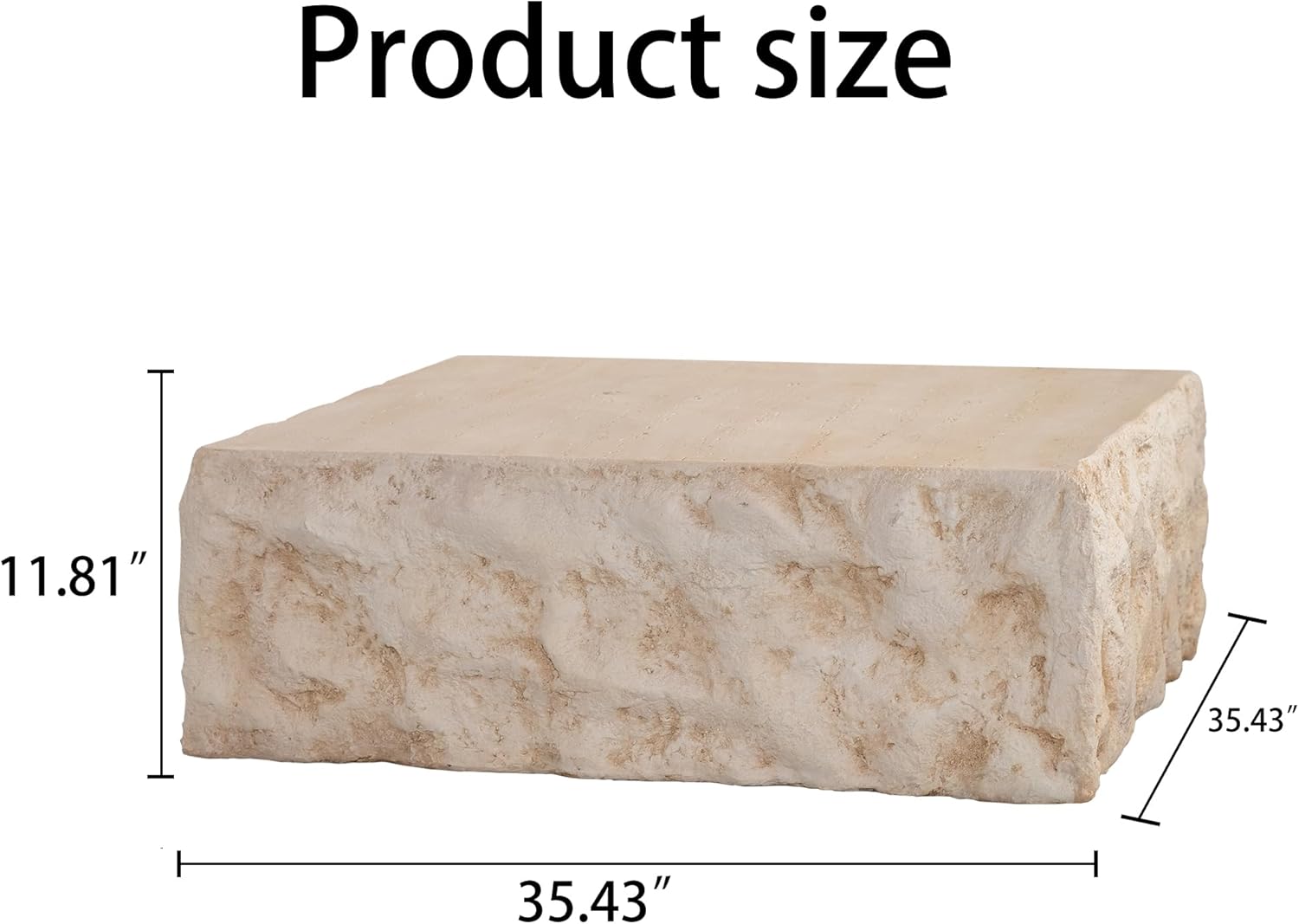 35.43" MgO Square Centre Coffee Table Vintage Faux Stone Sofa Pre-Modern Coffee Tables for Living Room Office Apartment,Amber Amber-b ⌀35.43"