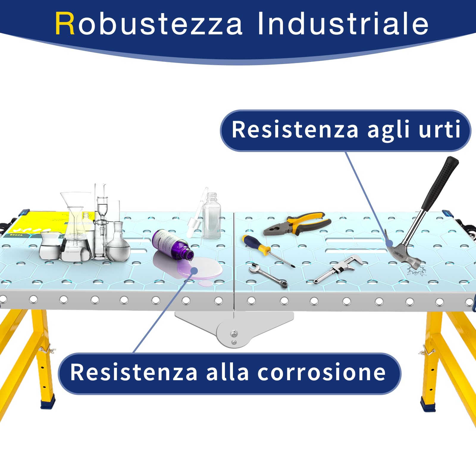 VKE Piattaforma da Lavoro 120 × 36 × 90 CM in Lamiera Zincata, 500 KG Portata, Trabattello Portatile, Piedini Antiscivolo, Tavolo da Lavoro Pieghevole,con 4 Ruote Universali