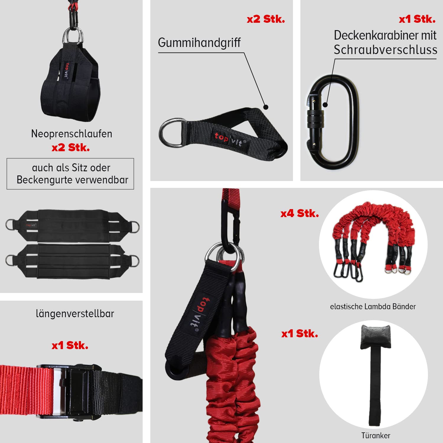 Bungee Trainer für Zuhause - Sling Bungee Fitness, Stretch Band, Schlingentraining, Widerstandsbänder für bis zu 125kg