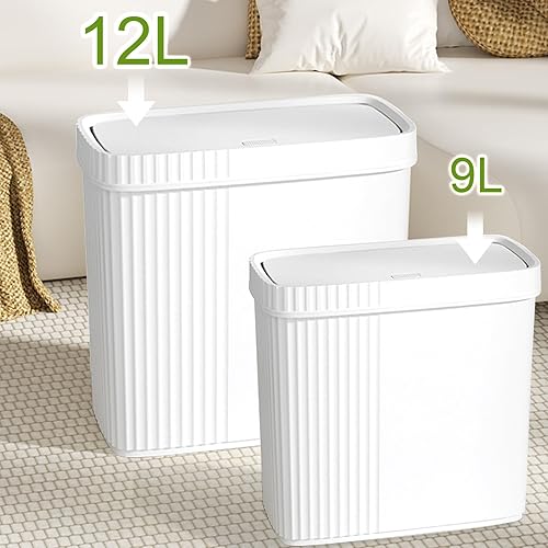 Miniatura 28 de UUJOLY Cubo de basura pequeño para baño con tapa, papelera delgada de plástico, contenedor de basura para cocina, lavandería, oficina, habitación