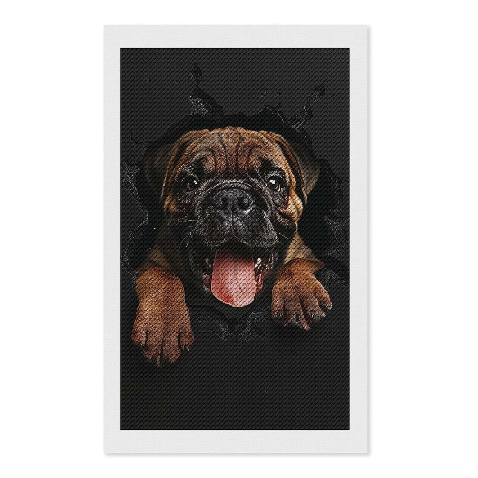 Junmoney Mastiff Diamond Painting Canvas Set 12"x20", Satisfying Creative Project, Easy to Follow Symbols, Fun Craft Experience