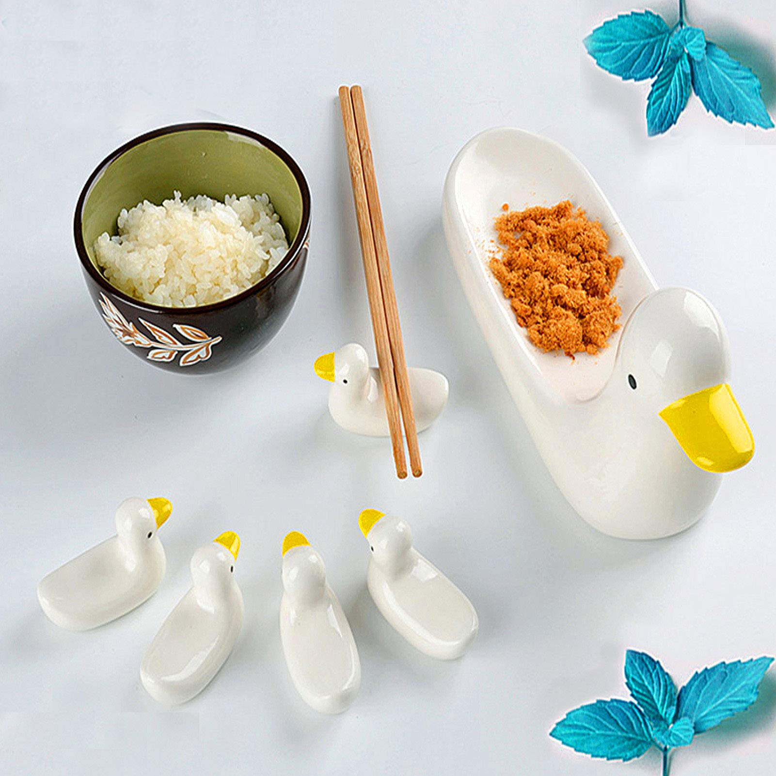 6 Pieces Funny Ducks Chopstick Rest Knife Holder Set, Spoon Fork
