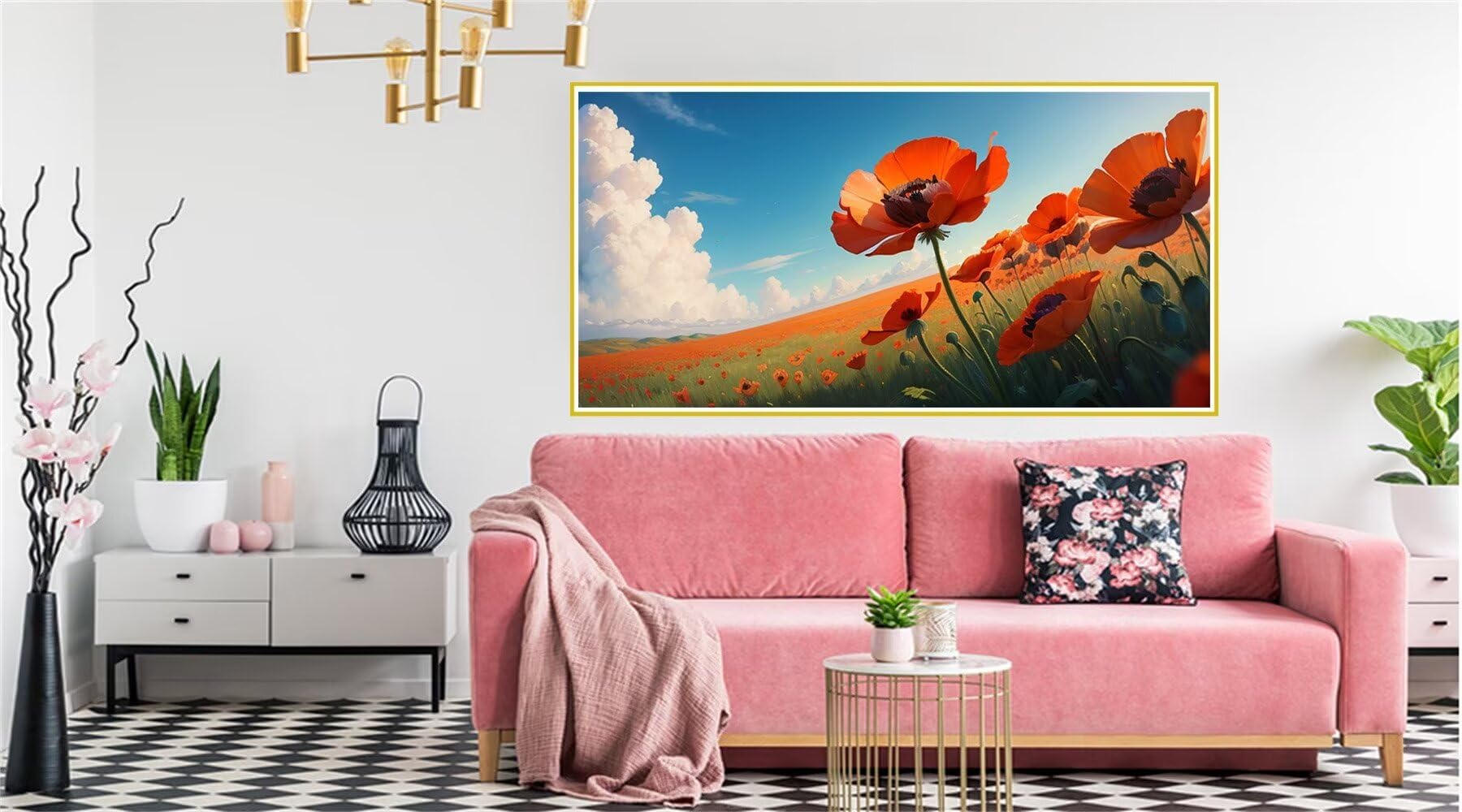 Whoonng Pintura Diamante 5D,Flor rosa Grande Diamond Painting,DIY Diamante Cristal Bordado Punto de Cruz Kit Completo,con Accesorios para Adultos Niños Decoración Pared Hogar Regalos 50x100cm WS-8686
