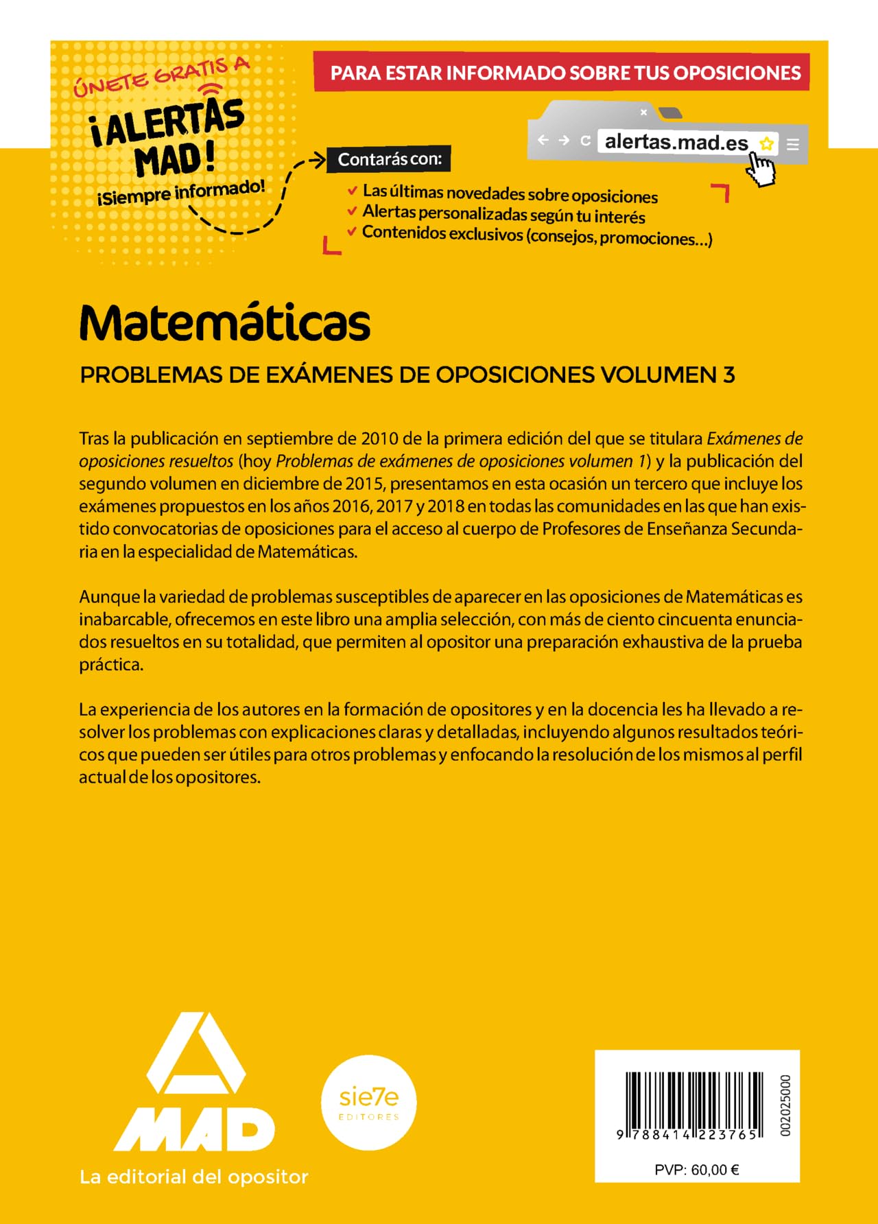 Profesores de Enseñanza Secundaria Matemáticas Problemas de exámenes de oposiciones volumen 3