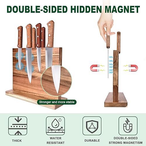 Miniatura 2 de Soporte magnético para cuchillos, bloque de soporte para cuchillos de cocina, doble cara con imán mejorado fuerte, soporte multifuncional para
