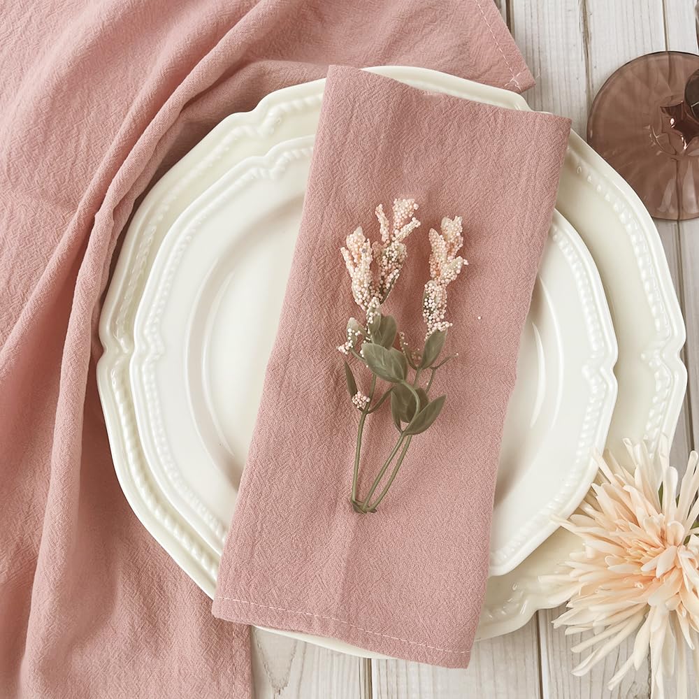 Napkins, 20pcs, Cotton Placemat,Suitable For Weddings, Family Tables, And Restaurant Decorations(Dusty Pink)