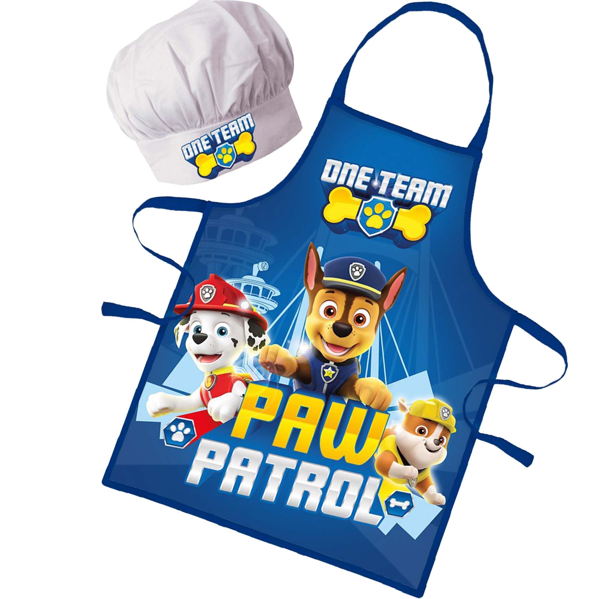 Sorrisini Delantal Infantil y Gorro de Cocinero para Niños Paw Patrol, Delantal y Sombrero para Cocinar, Hornear o Pintar, Mandil Niña, 3-8 Años