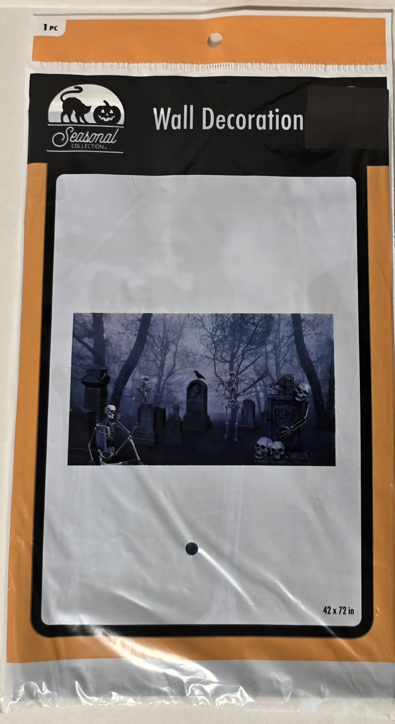 Décoration murale d'Halloween cimetière noir et gris 107x183 cm - 2