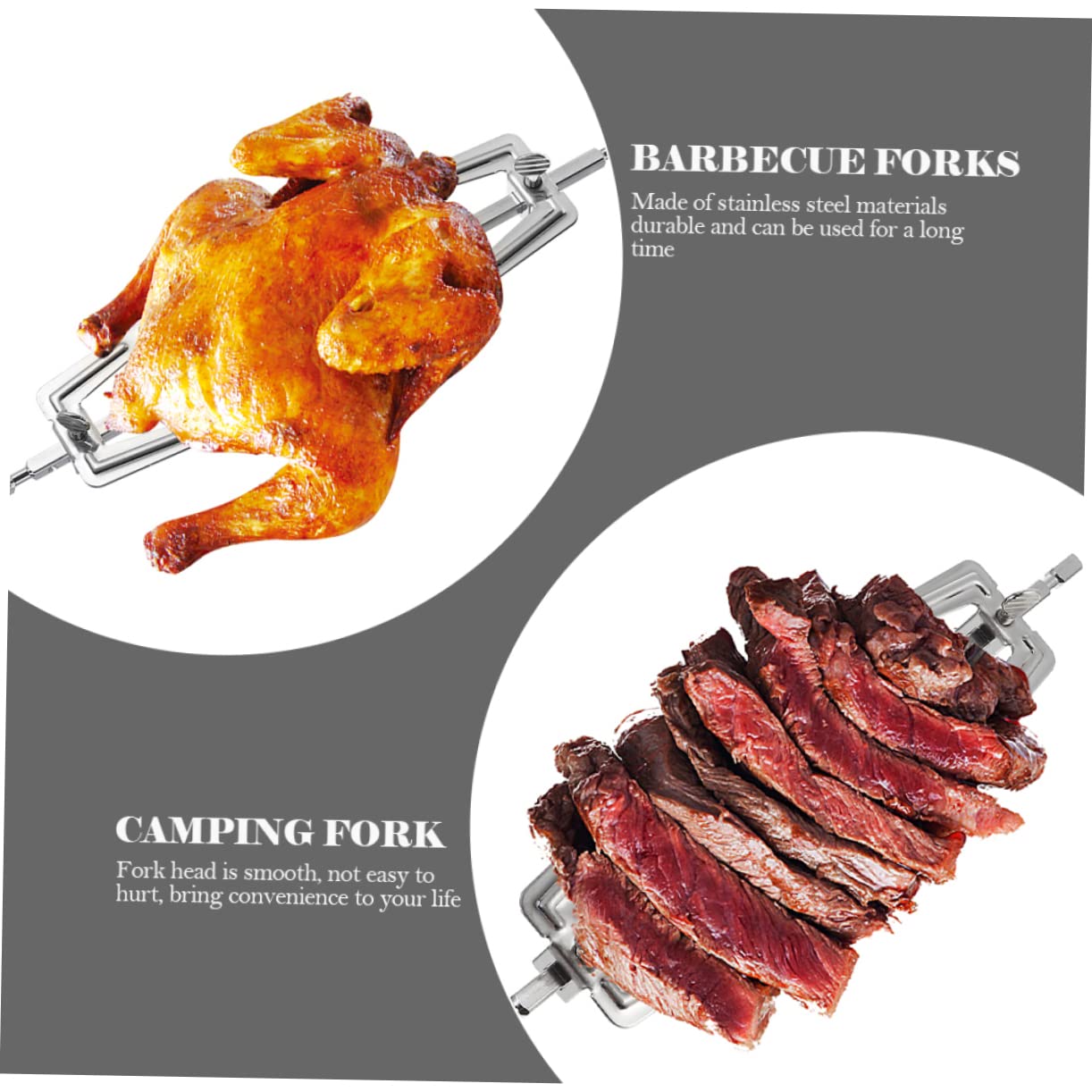 VICASKY 3pezzi Forchette per Barbecue in Acciaio Inossidabile per Grigliata Facile Forchette per Friggitrice ad Aria Utensili da Campeggio Resistenti per Barbecue e Ristoranti