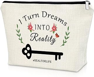 Realtor Appreciation Gift for Women Real Estate Agent Gift Makeup Bag Closing Gift for Broker Cosmetic Bag Thank You Gift Birthday Retirement Gift Christmas Gift Cosmetic Travel Bag