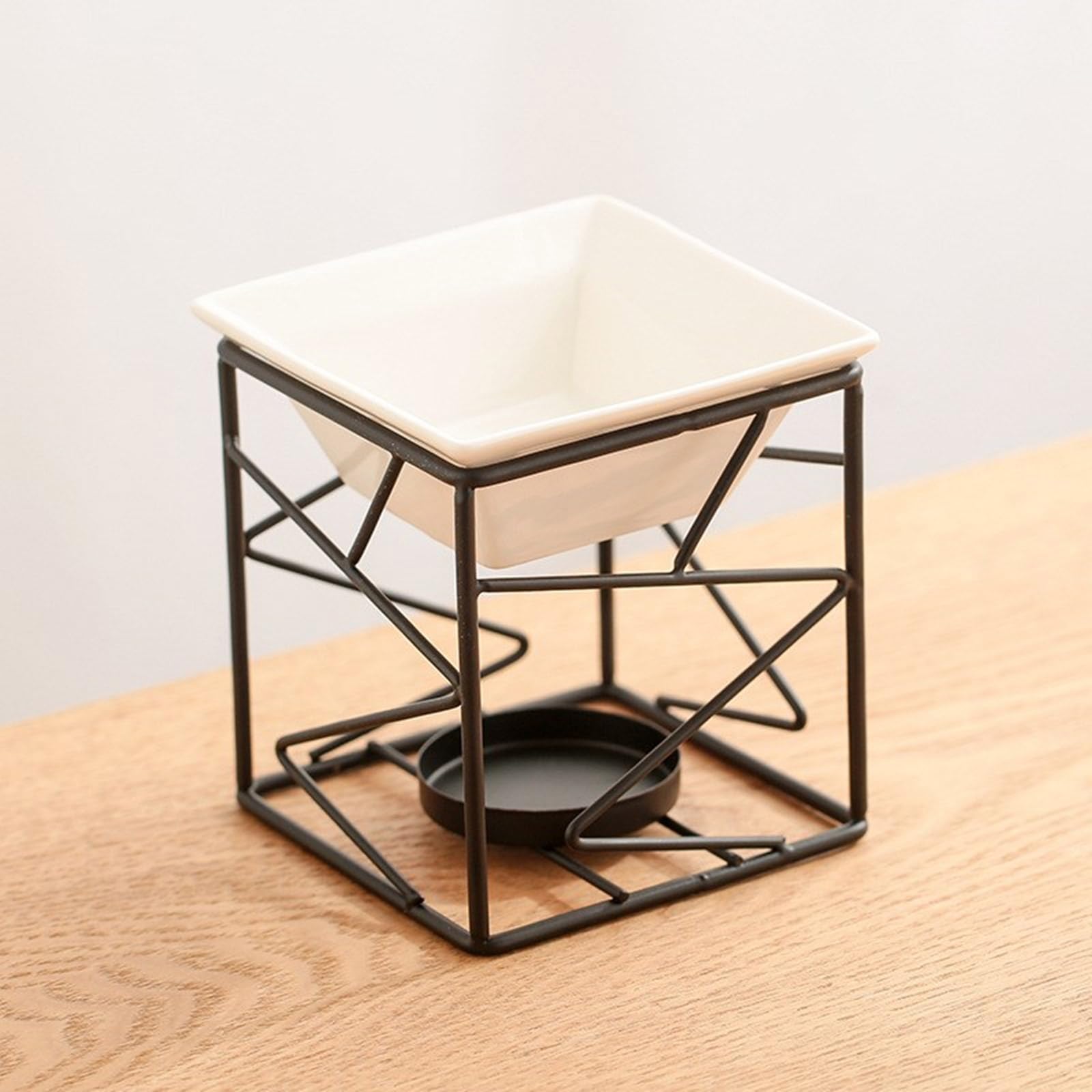 Dyfuzor do aromaterapii, Ceramiczny podgrzewacz, geometryczny świecznik na podgrzewacze do aromaterapii, dyfuzorów i dekoracji wnętrz. Dyfuzor zapachów(Black)
