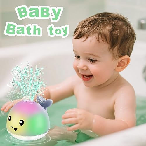 Miniatura 6 de Juguetes de baño para niños de 1 a 3 años Juguetes de baño para bebés, juguete de baño de ballena iluminado, relleno de calcetines de Navidad,