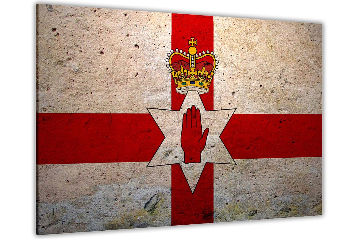 Pastello Ulster Banner N Ireland Flag Canvas Wall Art Picture Print for the Living Room, Bedroom, Home Decor