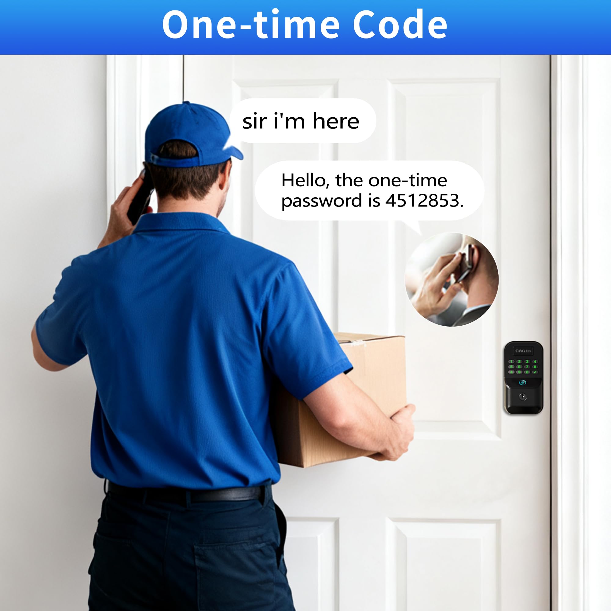 Cerradura electrónica de puerta de entrada sin llave, cerradura inteligente con teclado para puerta delantera con control de huellas dactilares y aplicación, cerrojo funciona con Smart Life