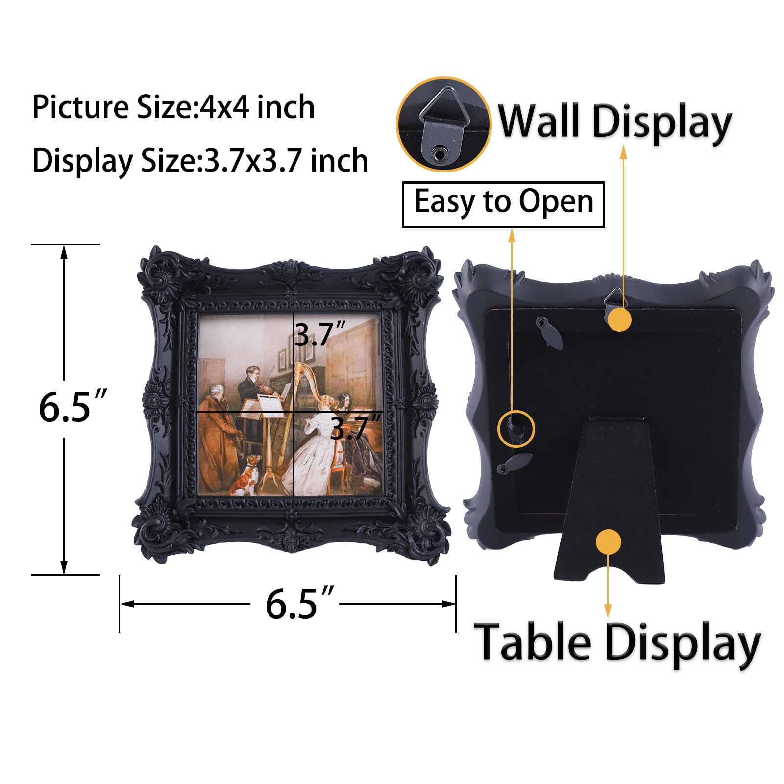 Amazon.com - SIKOO Vintage Picture Frames 4x4 Black Antique Ornate