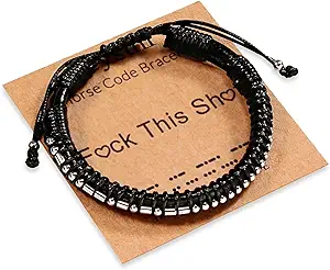 Inspirational Gifts for Men Morse Code Bracelets Mens Bracelets Graduation Gifts for Him Fathers Day Adjustable Leather Bracelet Motivational Birthday Annivesary Jewelry Stocking Stuffers for Men