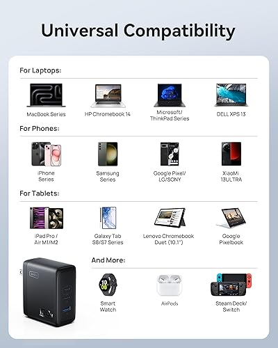 Miniatura 7 de INIU Cargador portátil compacto de alta capacidad para portátil de 140 W 25000 mAh y cargador de pared de carga rápida de 3 puertos 100 W GaN Combo