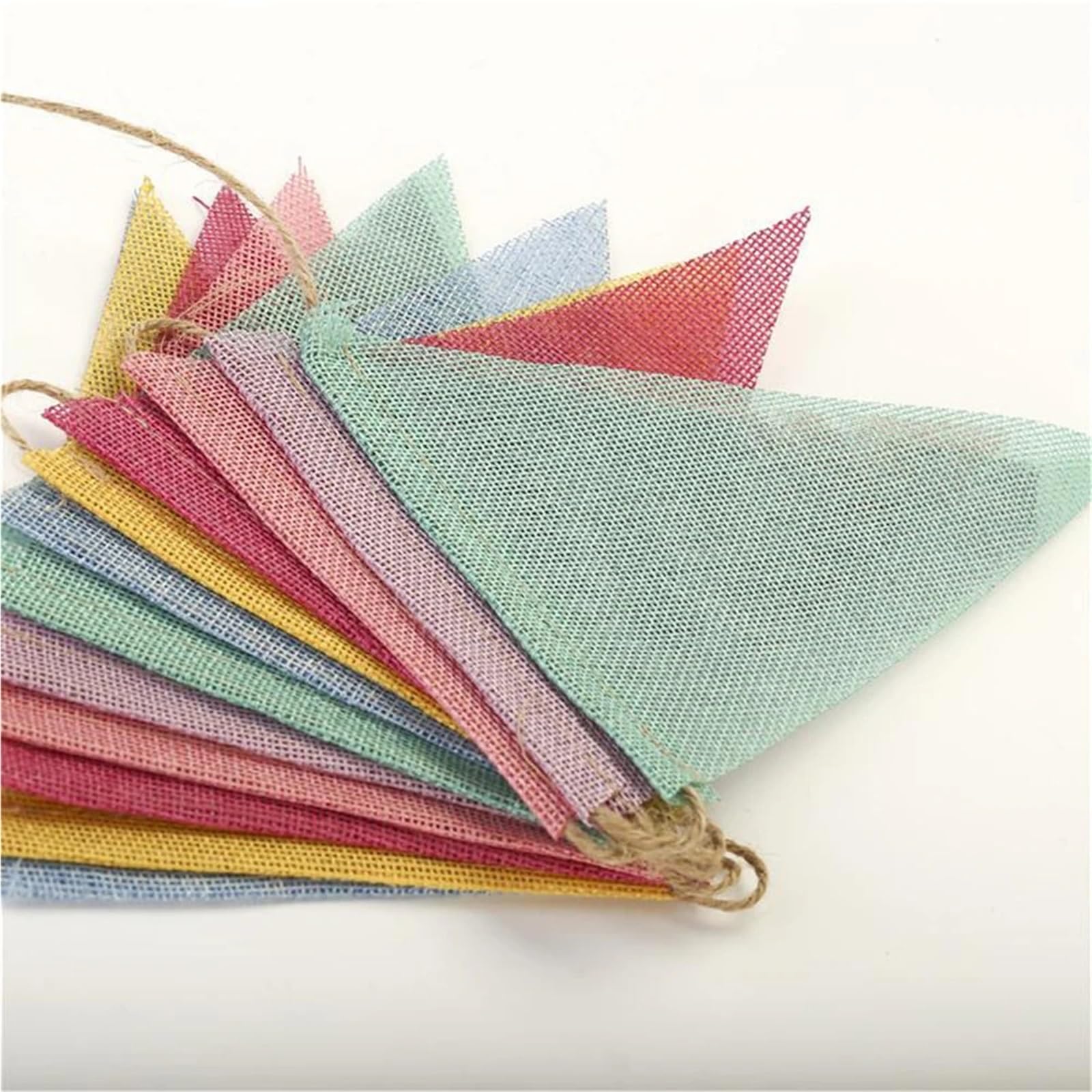 Wimpelkette, 10 Stück, 4 m, 12 Flaggen, bunt, Leinen, Wimpelkette, Banner, Geburtstag, Hochzeit, Weihnachten, Party, Dekoration, Wimpelkette zum Aufhängen