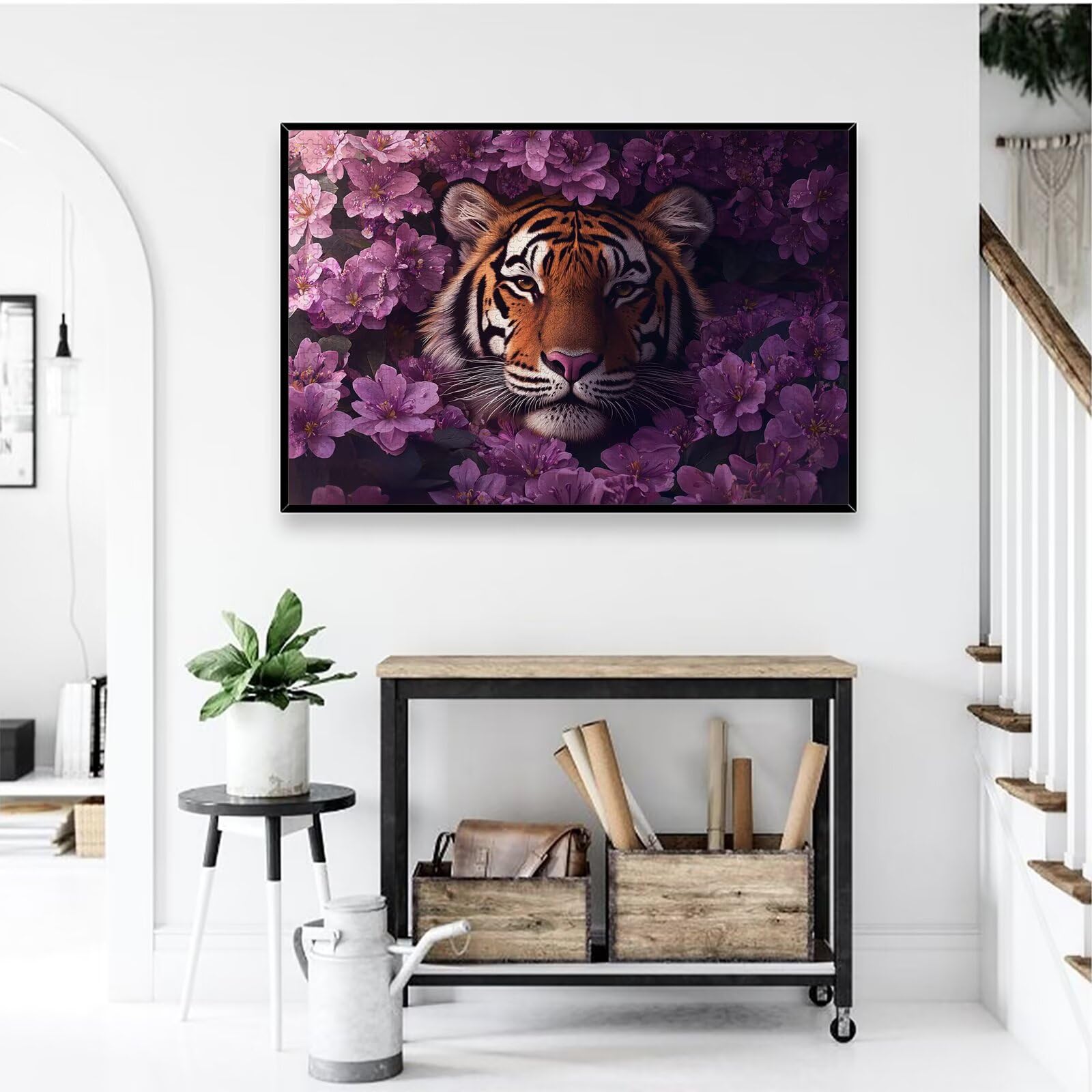 Puzzle 1500 Piezas, Puzzle Tigre con Caja para Adultos, DIY Flor Rompecabezas Madera para Adultos, 1500 Piezas Rompecabezas Desafiante, para Decoracion Hogar, Regalo Mujer, Regalo Hombres, -1948