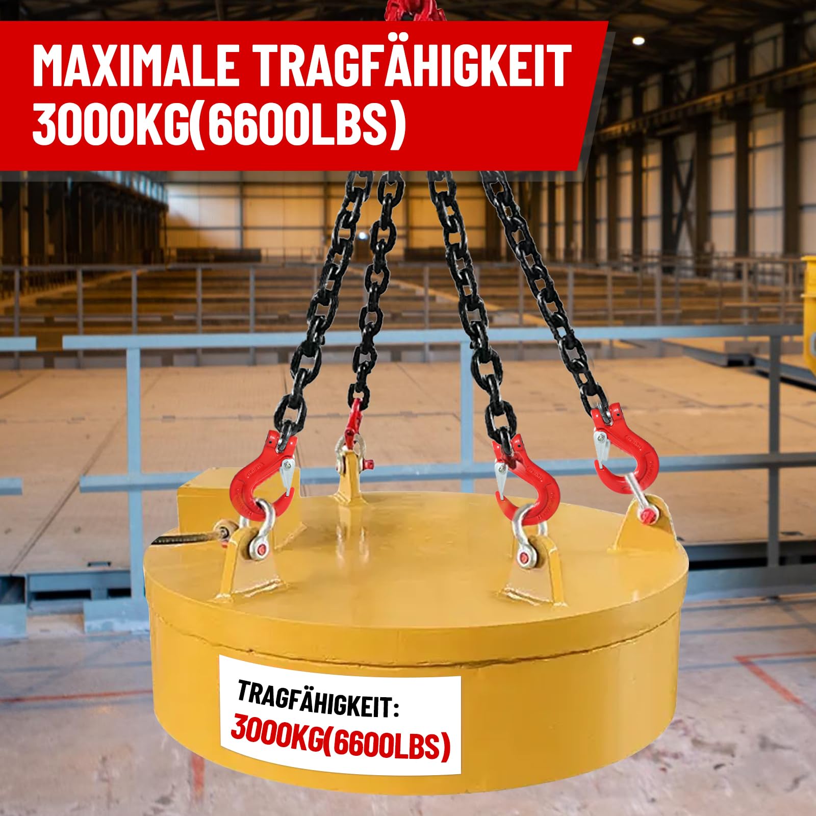 Forstkette G80 Manganstahl, Rückekette 3000kg Tragfähigkeit, 1,5 m Hebekette mit Gabelkopfhaken, Ø 6 mm Kettengehänge, Anschlagkette Krankette 3T, Kette Forst Schweres Heben