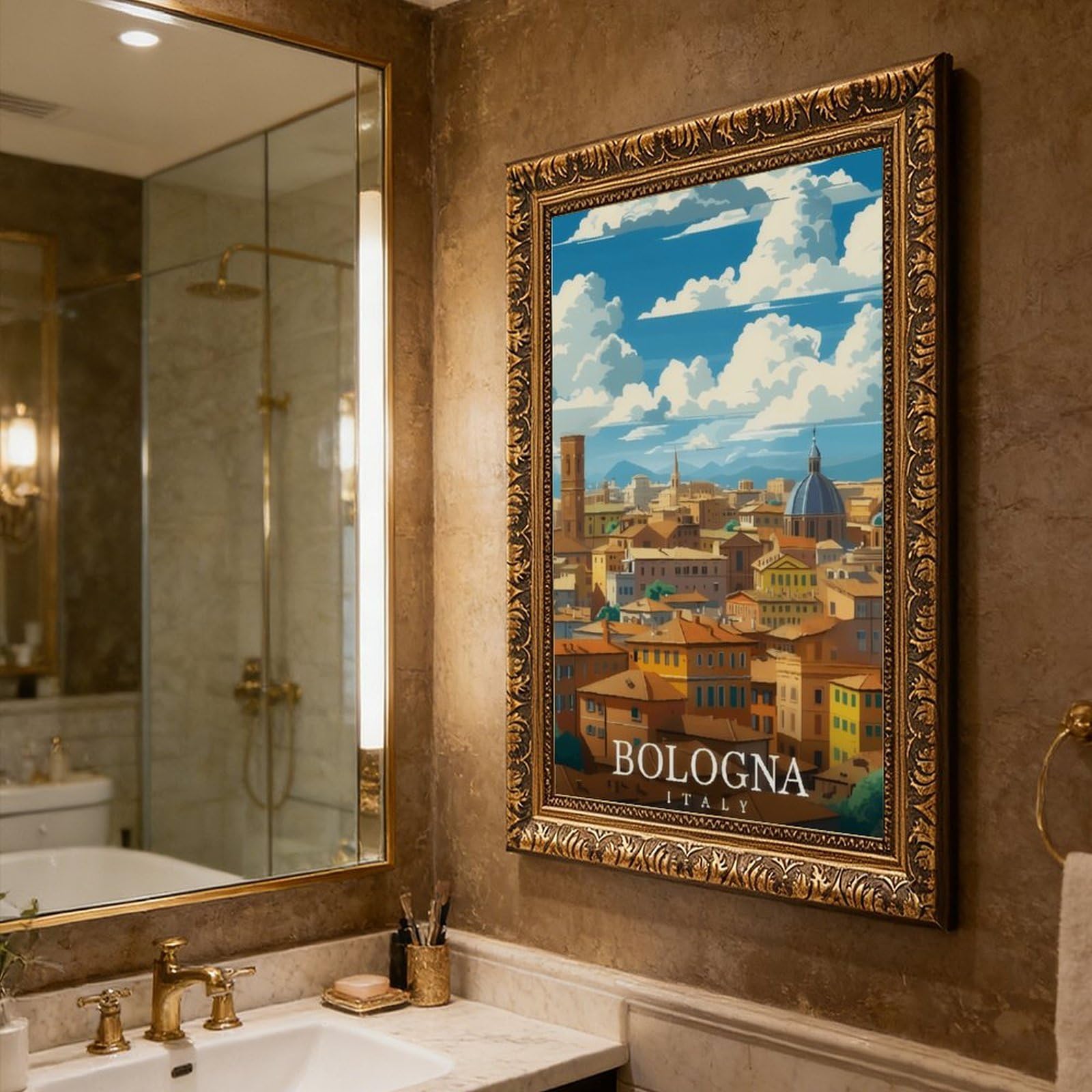 Poster su tela a tema viaggi Bologna, Italia (3), decorazione per camera da letto, ufficio, stanza, regalo, 40,6 cm L x 61 cm W