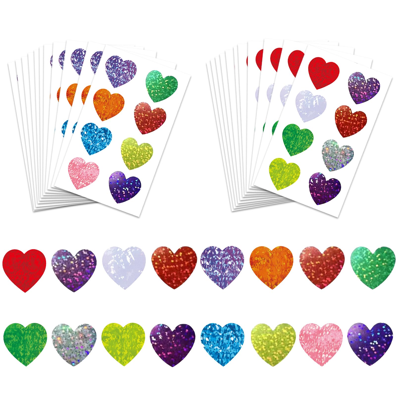 1000PCS Children and Parents' Reward Stickers, for Kids Self Adhesive Shiny and Star Incentive Stickers for Teachers Supplies for Classroom Crafts and Activities (Heart Shaped Reward Stickers)