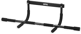 SPRI Pull Up Bar - 12 Grip Position Premium Heavy Duty Steel Frame & Foam Covered Handles | Supports 300lbs | Pullup Bar Fits Most Door Ways (Up to 32" W), Black