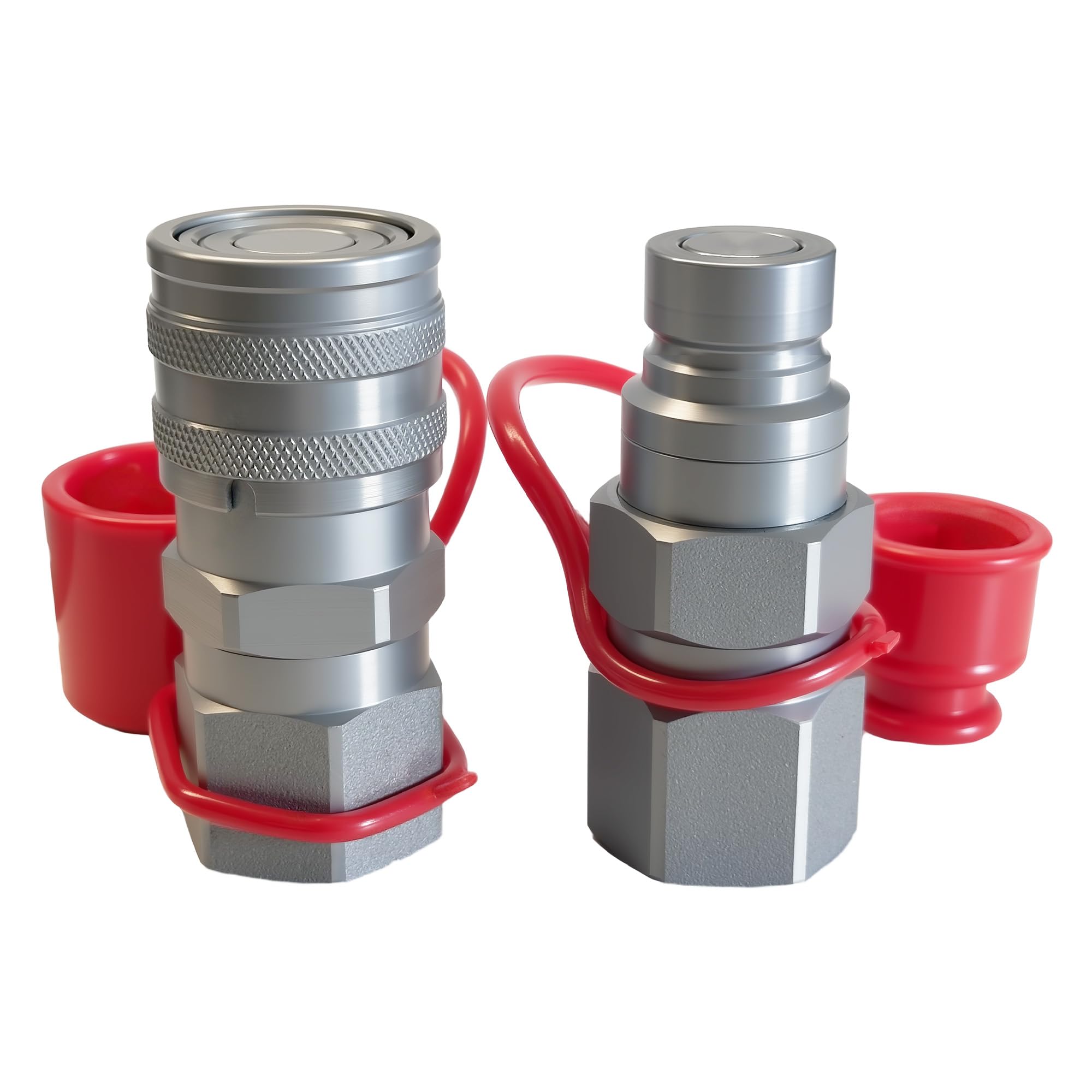 1/2" SAE Flat Face Hydraulic Quick Connect Coupler Set,(3/4"-16 ORB) Thread, 1/2” Body,5076 PSI, ISO 16028, Fit for Skid Steer &amp; Compact Equipment